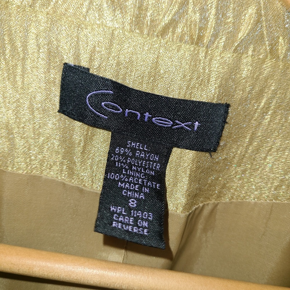 Context Dress & Overcoat 1960s Inspired Metallic Gold Size 8 Empire Waist - Picture 9 of 14